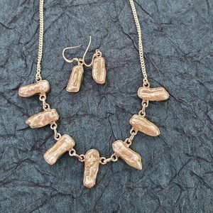 Mother of Pearl Necklace and Earrings-Wedding Necklace